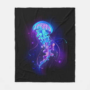 Vibrant Färg Glowing Jellyfish Fleecefilt