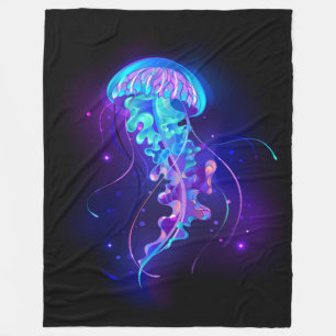 Vibrant Färg Glowing Jellyfish Fleecefilt