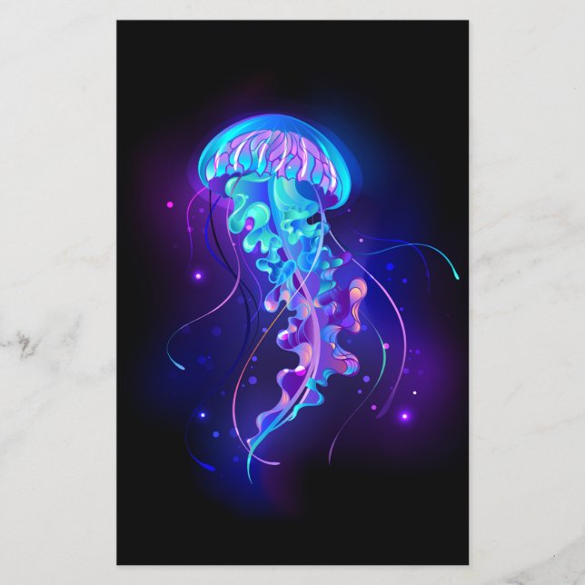 Vibrant Färg Glowing Jellyfish Flygblad (Framsidan)