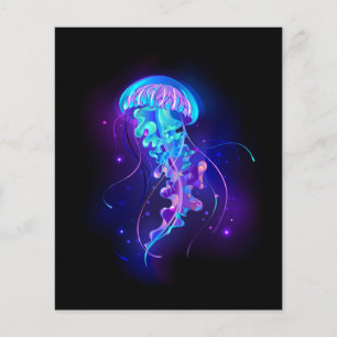 Vibrant Färg Glowing Jellyfish Flygblad