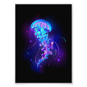 Vibrant Färg Glowing Jellyfish Fototryck