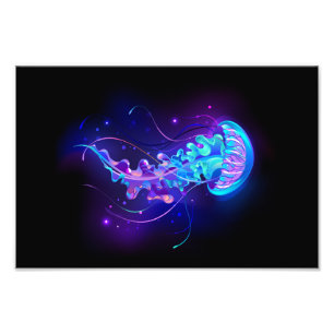 Vibrant Färg Glowing Jellyfish Fototryck