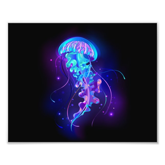 Vibrant Färg Glowing Jellyfish Fototryck (Framsidan)