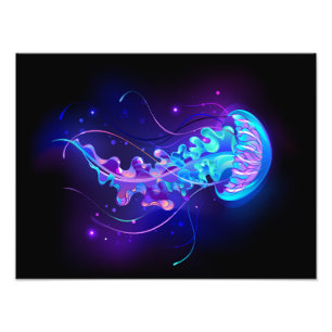 Vibrant Färg Glowing Jellyfish Fototryck