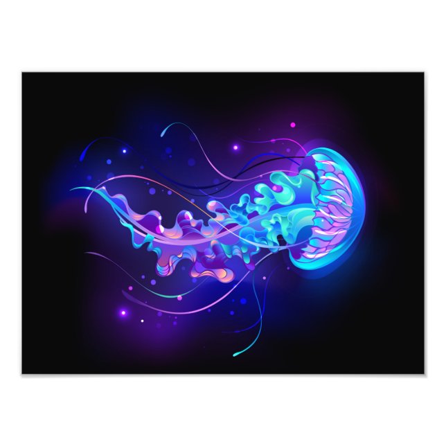 Vibrant Färg Glowing Jellyfish Fototryck (Framsidan)