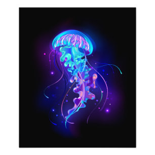Vibrant Färg Glowing Jellyfish Fototryck