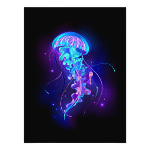 Vibrant Färg Glowing Jellyfish Fototryck