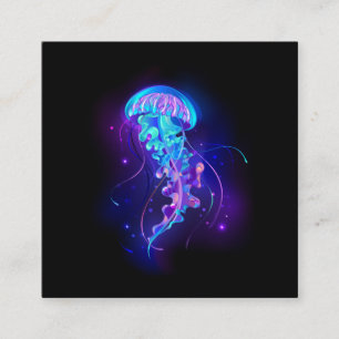 Vibrant Färg Glowing Jellyfish Fyrkantigt Visitkort