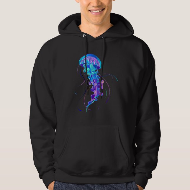 Vibrant Färg Glowing Jellyfish Hoodie (Framsida)