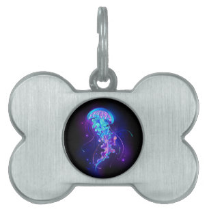 Vibrant Färg Glowing Jellyfish ID-bricka Husdjur