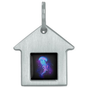 Vibrant Färg Glowing Jellyfish ID-bricka Husdjur