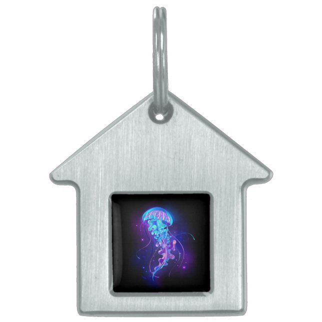 Vibrant Färg Glowing Jellyfish ID-bricka Husdjur (Framsidan)