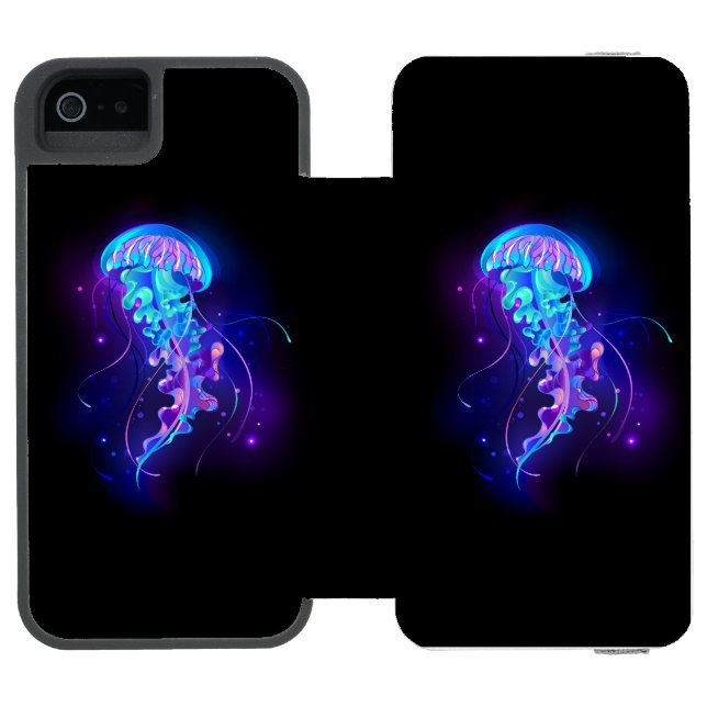 Vibrant Färg Glowing Jellyfish Incipio iPhone Wallet Skal (Folio Öppen)