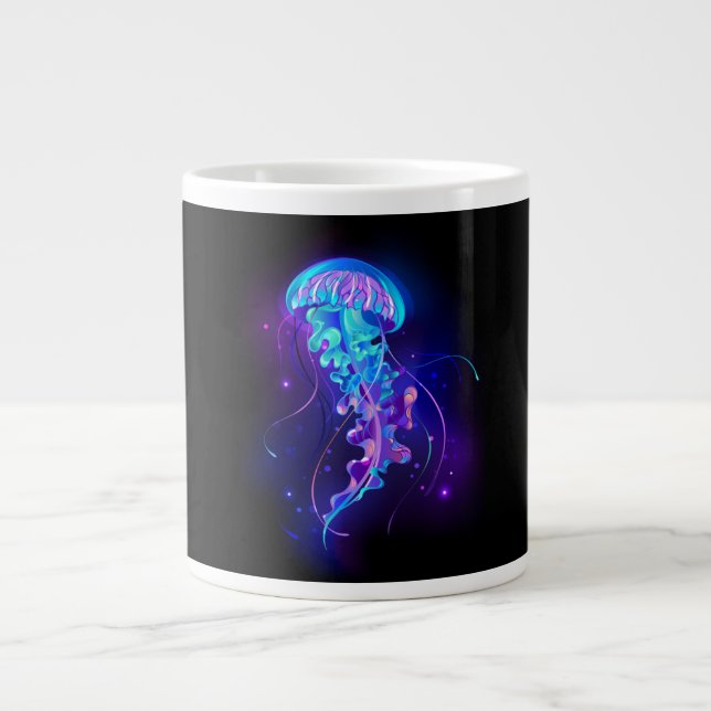 Vibrant Färg Glowing Jellyfish Jumbo Mugg (Framsidan)