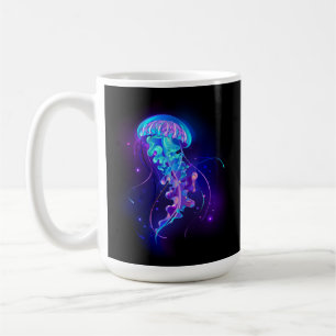 Vibrant Färg Glowing Jellyfish Kaffemugg