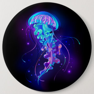 Vibrant Färg Glowing Jellyfish Knapp