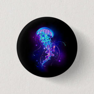 Vibrant Färg Glowing Jellyfish Knapp