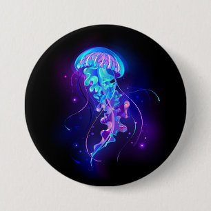 Vibrant Färg Glowing Jellyfish Knapp
