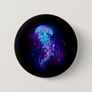 Vibrant Färg Glowing Jellyfish Knapp