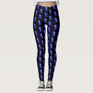 Vibrant Färg Glowing Jellyfish Leggings