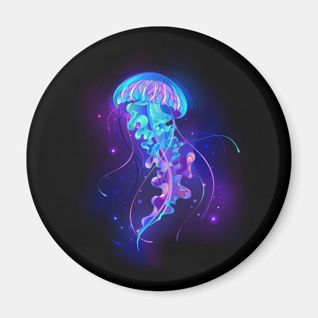 Vibrant Färg Glowing Jellyfish Magnet (Framsidan)