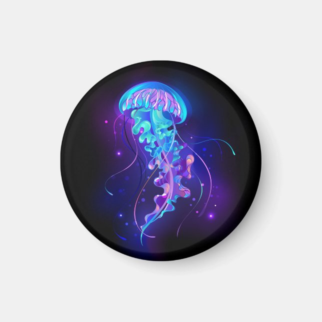 Vibrant Färg Glowing Jellyfish Magnet (Framsidan)
