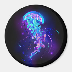 Vibrant Färg Glowing Jellyfish Magnet