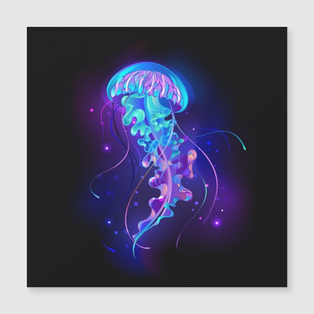 Vibrant Färg Glowing Jellyfish Magnetisk Inbjudningskort (Framsida)