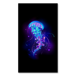 Vibrant Färg Glowing Jellyfish Magnetiska Visitkort
