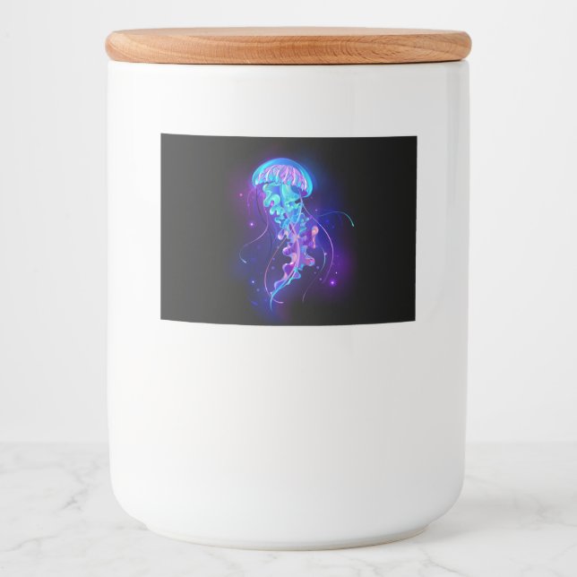 Vibrant Färg Glowing Jellyfish Mat Etiketter (Framsida)