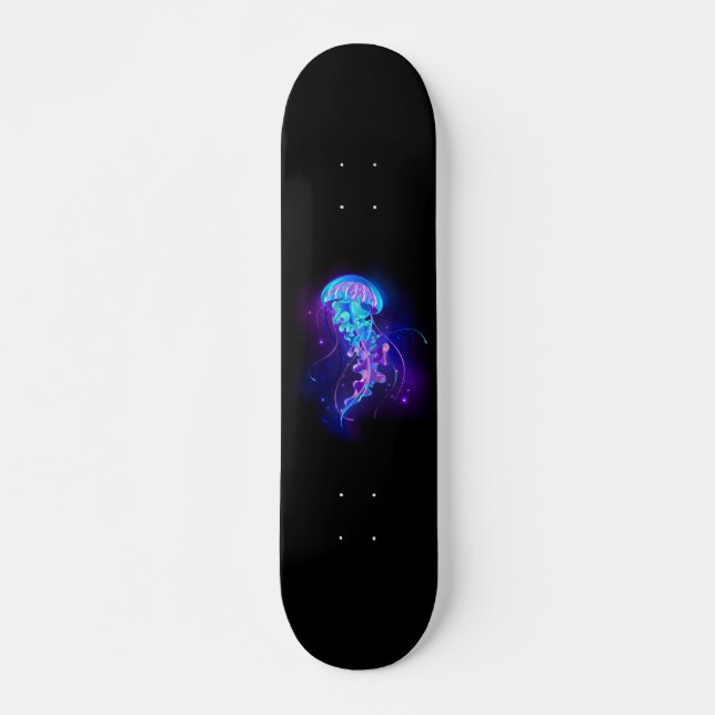 Vibrant Färg Glowing Jellyfish Mini Skateboard Bräda 18,5 Cm (Framsida)