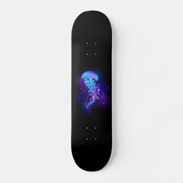 Vibrant Färg Glowing Jellyfish Mini Skateboard Bräda 18,5 Cm (Framsida)