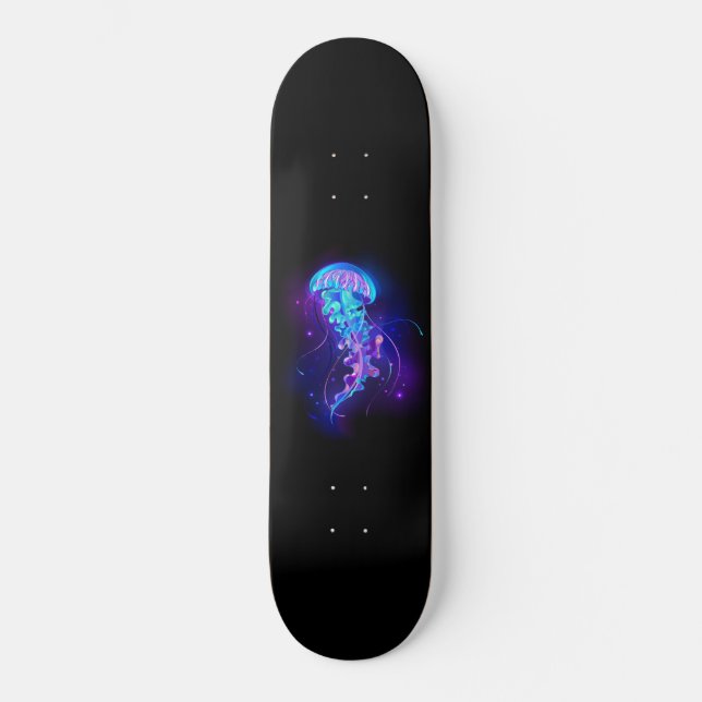 Vibrant Färg Glowing Jellyfish Mini Skateboard Bräda 18,5 Cm (Framsida)