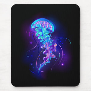 Vibrant Färg Glowing Jellyfish Musmatta