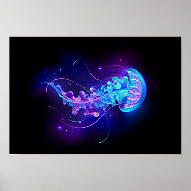 Vibrant Färg Glowing Jellyfish Poster (Framsidan)