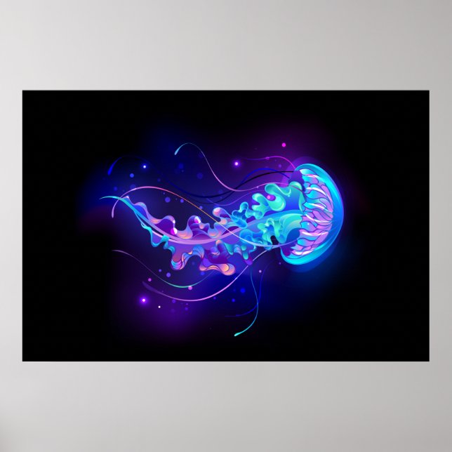 Vibrant Färg Glowing Jellyfish Poster (Framsidan)