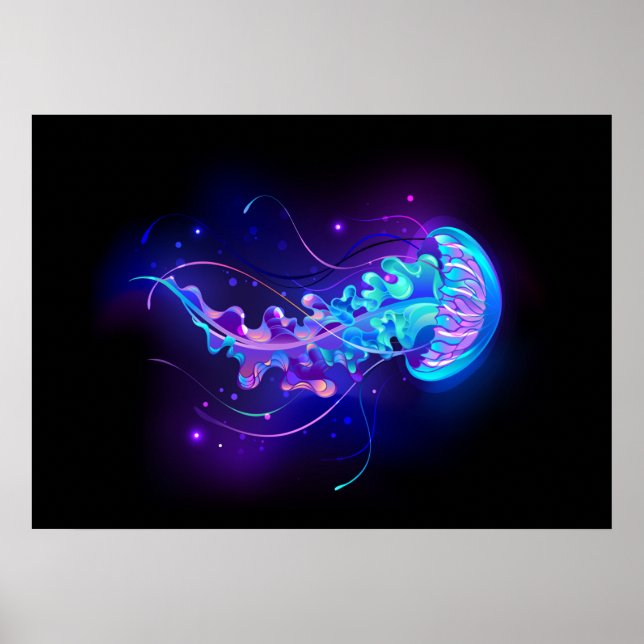 Vibrant Färg Glowing Jellyfish Poster (Framsidan)