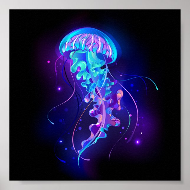 Vibrant Färg Glowing Jellyfish Poster (Framsidan)