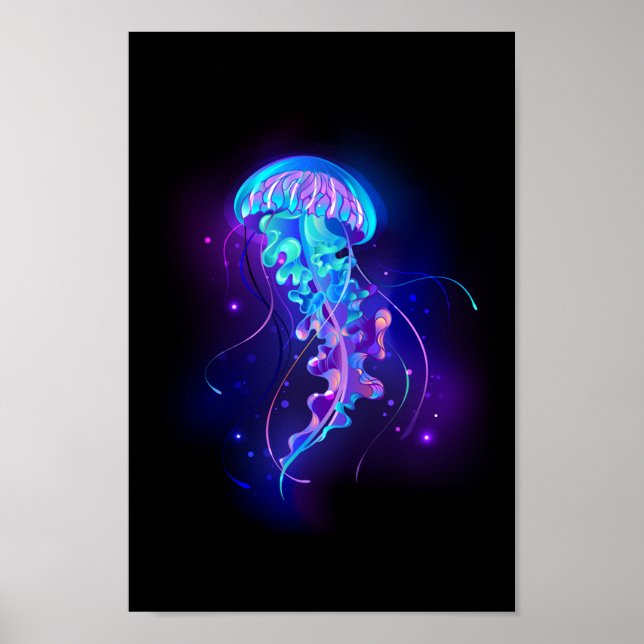 Vibrant Färg Glowing Jellyfish Poster (Framsidan)