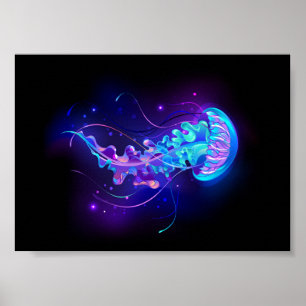 Vibrant Färg Glowing Jellyfish Poster