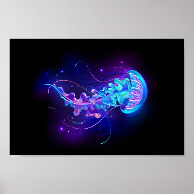 Vibrant Färg Glowing Jellyfish Poster (Framsidan)
