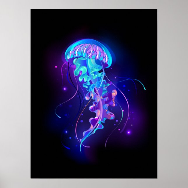 Vibrant Färg Glowing Jellyfish Poster (Framsidan)