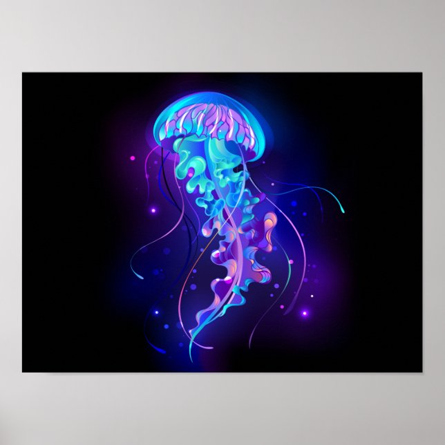 Vibrant Färg Glowing Jellyfish Poster (Framsidan)