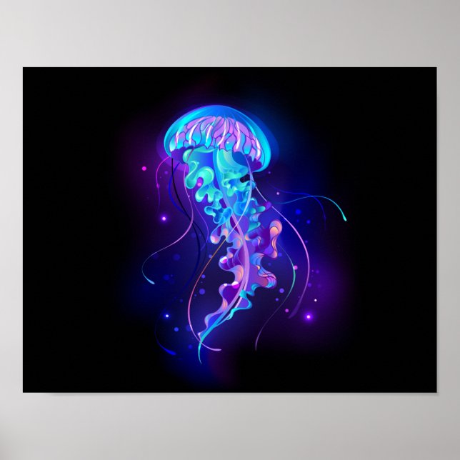 Vibrant Färg Glowing Jellyfish Poster (Framsidan)