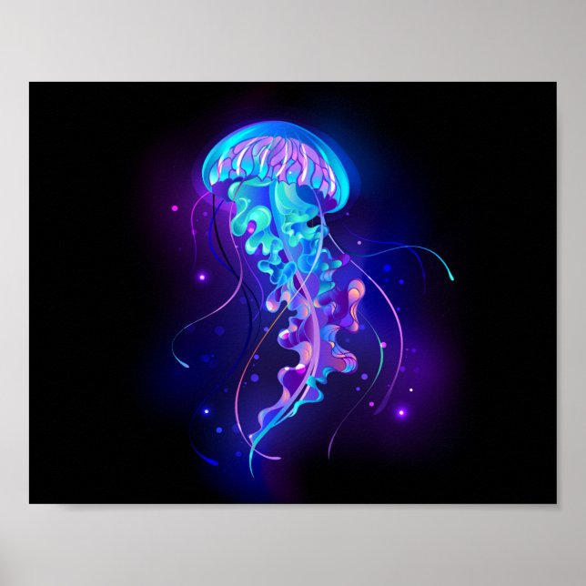 Vibrant Färg Glowing Jellyfish Poster (Framsidan)
