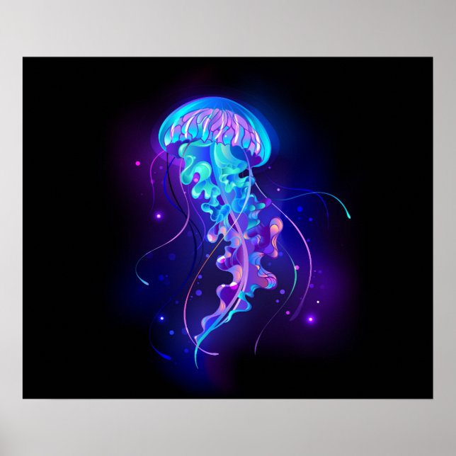 Vibrant Färg Glowing Jellyfish Poster (Framsidan)