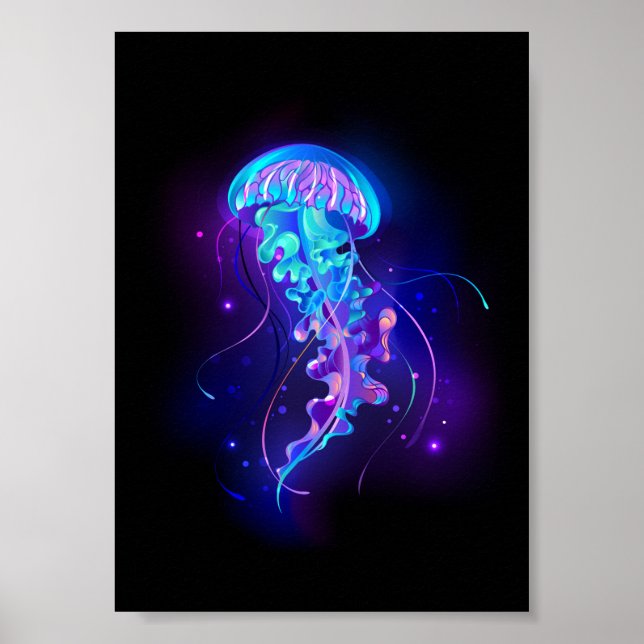 Vibrant Färg Glowing Jellyfish Poster (Framsidan)