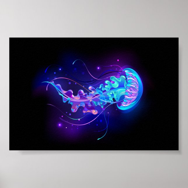 Vibrant Färg Glowing Jellyfish Poster (Framsidan)