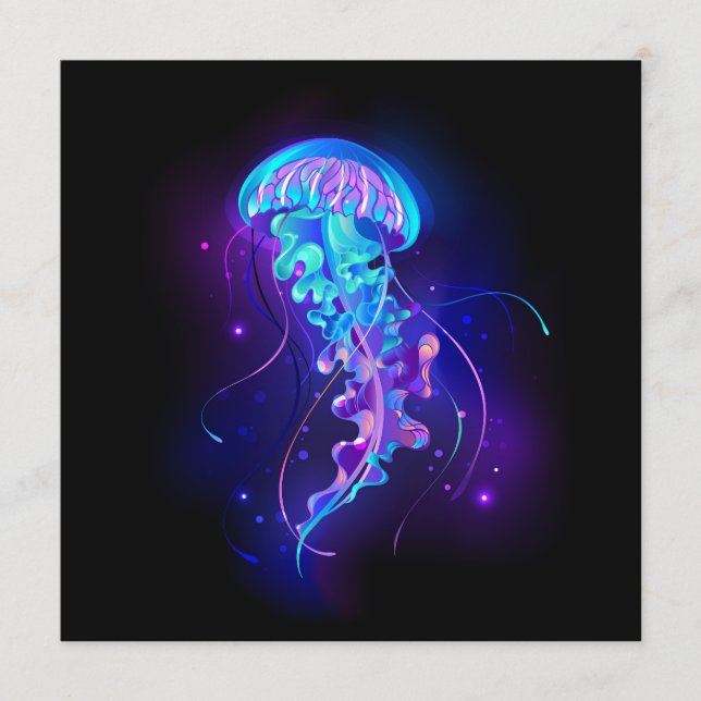 Vibrant Färg Glowing Jellyfish Rådkort (Framsida)