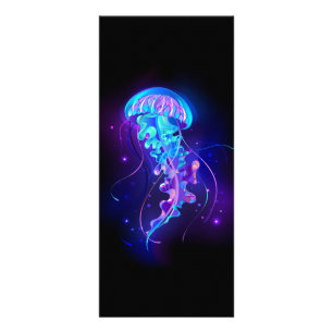 Vibrant Färg Glowing Jellyfish Reklamkort